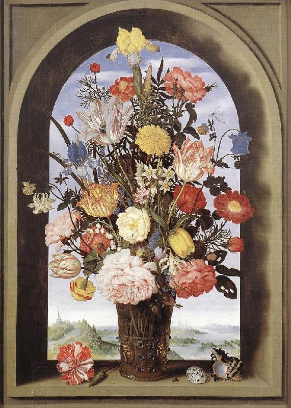 BOSSCHAERT, Ambrosius the Elder Bouquet in an Arched Window  yuyt China oil painting art